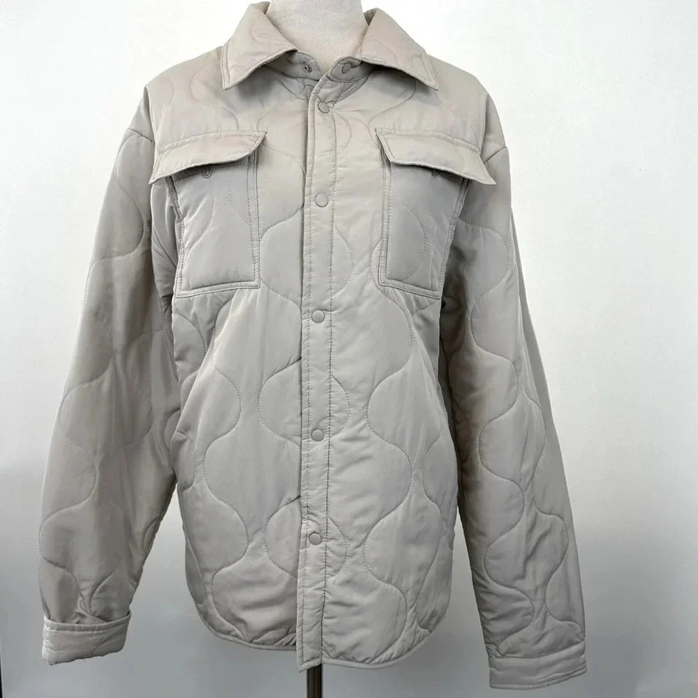 Navy Yard Men Unisex Lightweight Quilted Coat Jacket  Beige/Tan XL